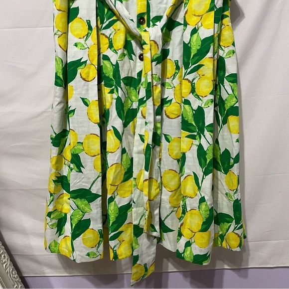Sz 24 Nordstrom 1901 Button Front Lemon Print Dress - Picture 4 of 12